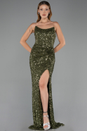 Long Olive Drab Scaly Evening Dress ABU6613