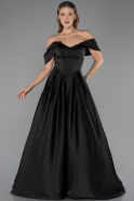 Long Black Satin Evening Dress ABU6617