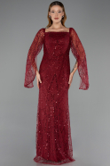 Long Burgundy Beaded Evening Dress ABU5066