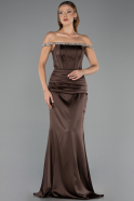 Long Brown Satin Mermaid Prom Dress ABU6608