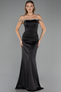 Long Black Satin Mermaid Prom Dress ABU6608