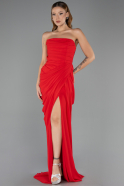 Long Red Chiffon Evening Dress ABU6589