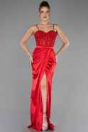 Long Red Satin Evening Dress ABU3312