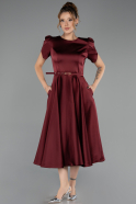 Midi Burgundy Satin Party Dress ABK2699