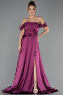 Long Plum Satin Evening Dress ABU6638