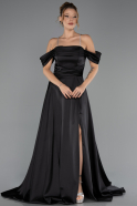 Long Black Satin Evening Dress ABU6638