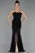 Long Black Dantelle Evening Dress ABU6639