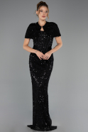 Long Black Scaly Evening Dress ABU6641