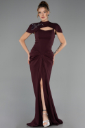 Long Cherry Colored Evening Dress ABU6645