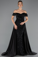 Long Black Beaded Evening Dress ABU6329