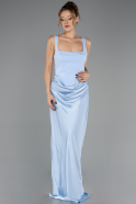 Long Light Blue Satin Evening Dress ABU6649