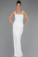 Long White Satin Evening Dress ABU6649