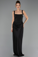 Long Black Satin Evening Dress ABU6649