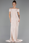 Long Beige Chiffon Prom Gown ABU6581