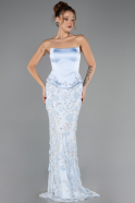 Long Light Blue Dantelle Evening Dress ABU6656