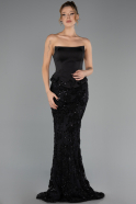 Long Black Dantelle Evening Dress ABU6656