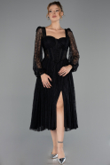 Midi Black Dantelle Cocktail Dress ABK2703