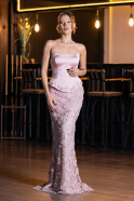 Long Powder Color Dantelle Evening Dress ABU6656