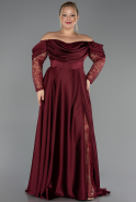 Burgundy Long Satin Formal Plus Size Dress ABU5261