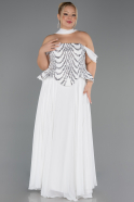Long White Chiffon Formal Plus Size Dress ABU6535