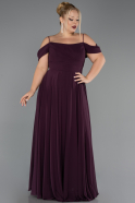 Long Purple Chiffon Plus Size Evening Gown ABU6646