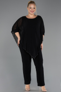 Black Chiffon Plus Size Cocktail Dress ABT139
