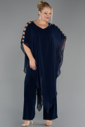 Navy Blue Chiffon Formal Plus Size Dress ABT080