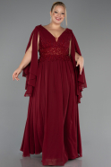 Long Burgundy Chiffon Plus Size Evening Dress ABU4638