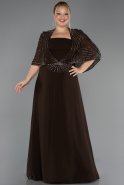Long Brown Chiffon Formal Plus Size Dress ABU6529