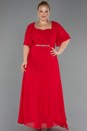 Long Red Chiffon Plus Size Evening Dress ABU6663