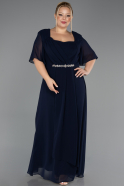 Long Navy Blue Chiffon Plus Size Evening Dress ABU6663