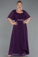 Long Purple Chiffon Plus Size Evening Dress ABU6663