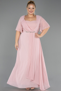 Long Powder Color Chiffon Plus Size Evening Dress ABU6663