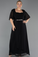 Long Black Chiffon Plus Size Evening Dress ABU6663