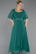Long Emerald Green Chiffon Plus Size Evening Dress ABU6663