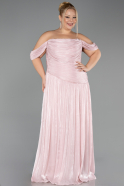 Long Powder Color Chiffon Plus Size Evening Gown ABU6603