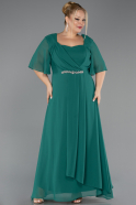 Long Emerald Green Chiffon Plus Size Evening Dress ABU6663