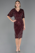 Midi Burgundy Plus Size Cocktail Dress ABK2704