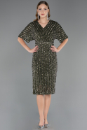 Midi Olive Drab Plus Size Cocktail Dress ABK2704