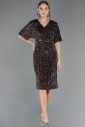 Midi Brown Plus Size Cocktail Dress ABK2704