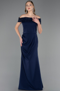 Long Navy Blue Formal Plus Size Dress ABU6103