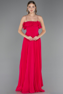 Fuchsia Strapless Long Chiffon Prom Gown ABU4866