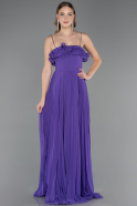 Purple Strapless Long Chiffon Prom Gown ABU4866