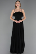 Black Strapless Long Chiffon Prom Gown ABU4866