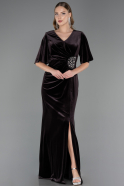 Long Brown Velvet Velvet Oversized Evening Dress ABU6669