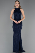 Long Navy Blue Dantelle Evening Dress ABU6084