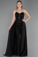 Long Black Beaded Evening Dress ABU6673