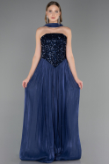 Long Navy Blue Chiffon Evening Dress ABU6533