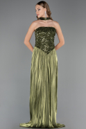 Long Oil Green Chiffon Evening Dress ABU6533