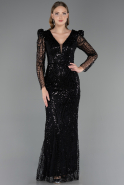 Long Black Beaded Evening Dress ABU6660